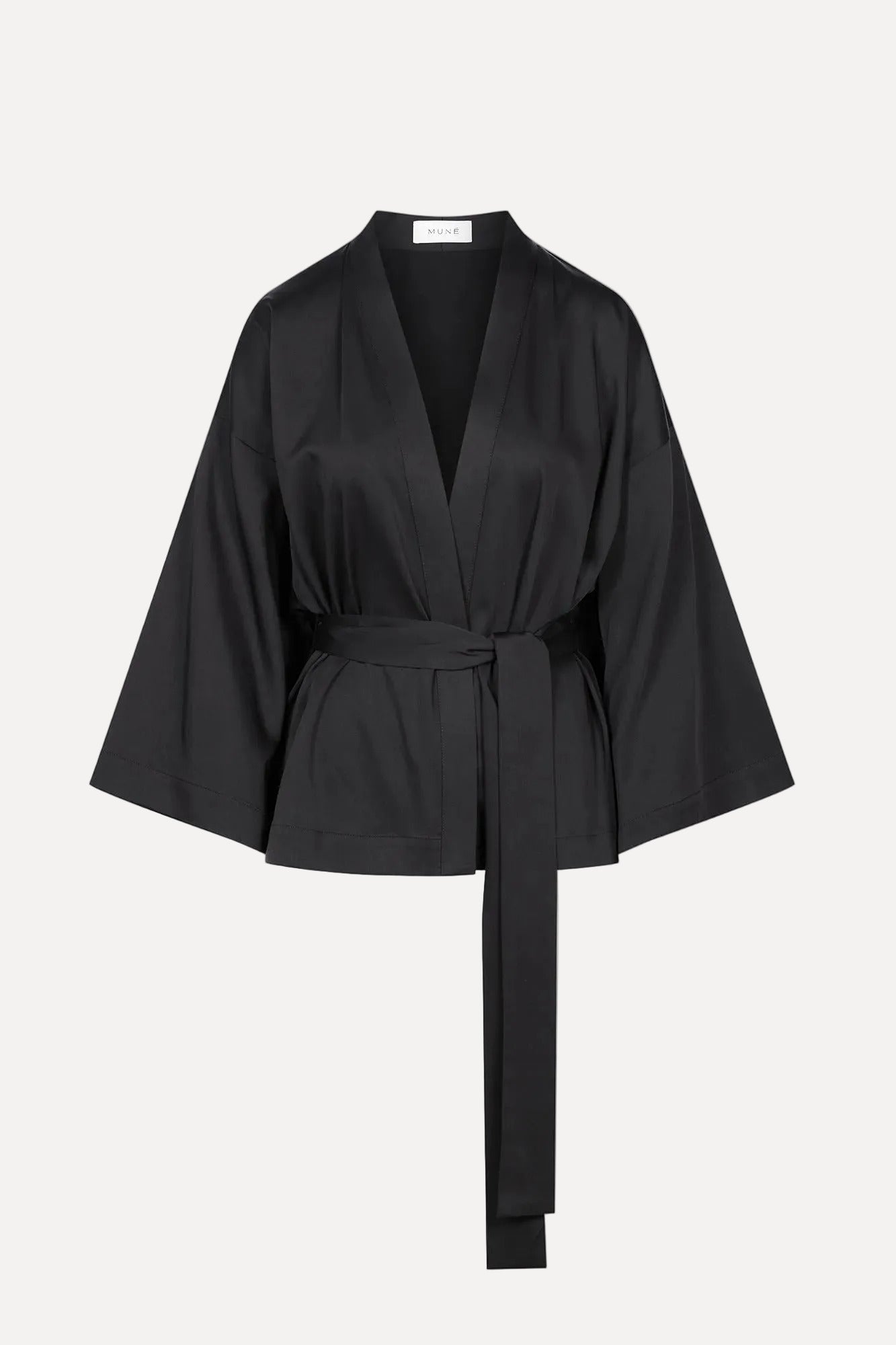 Black robe with a belt on a white background