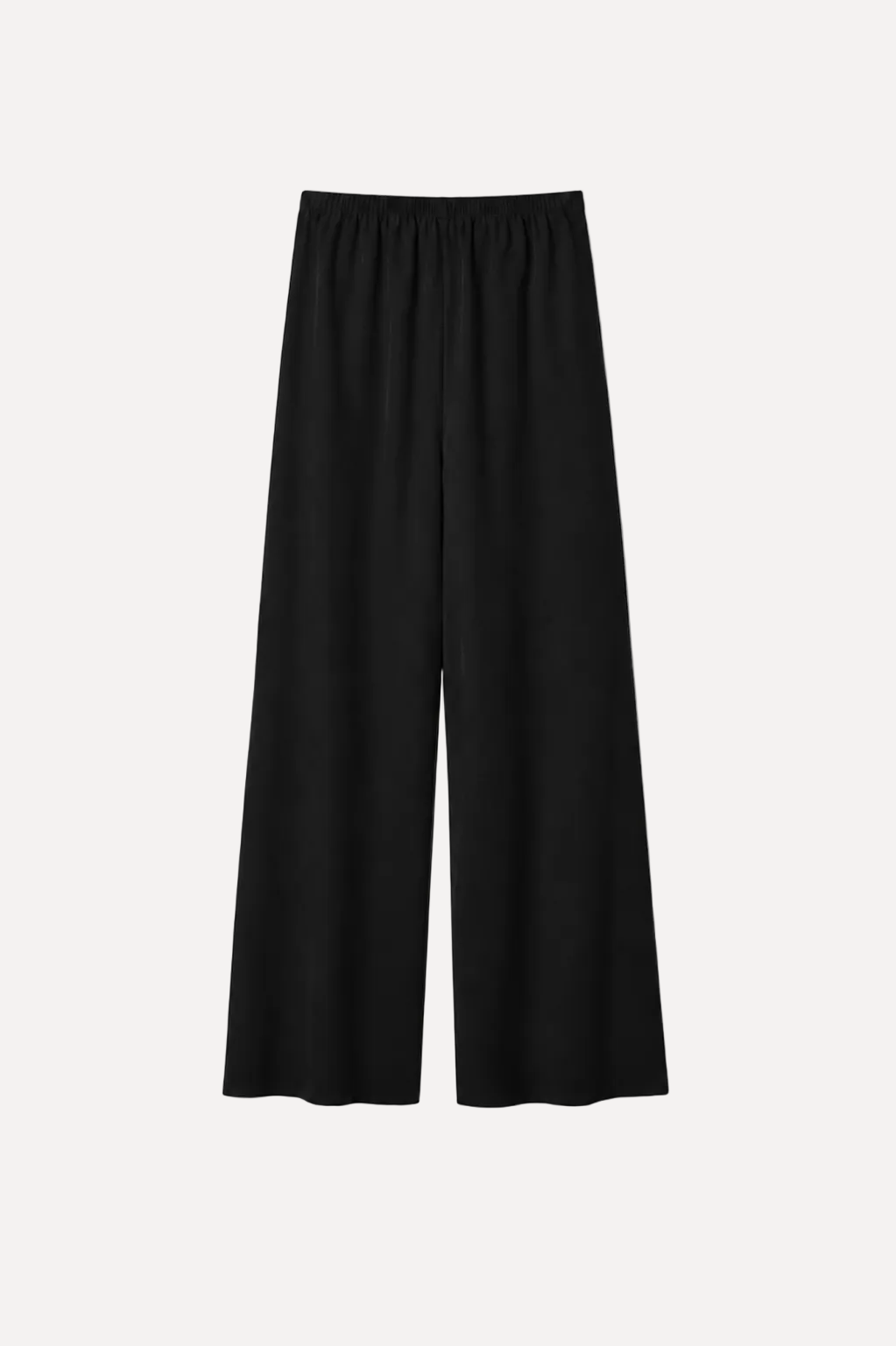 Black wide-leg pants on a white background